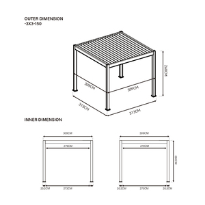 Pérgola Bioclimática Moderna <span class=keywords><strong>para</strong></span> Exteriores, de Aluminio, Ecológica, Impermeable, 3x3m - Product Image 6