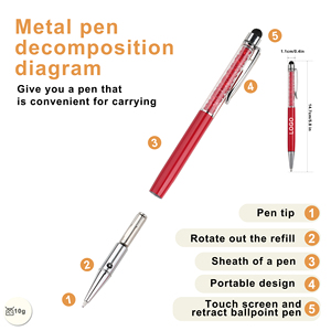 Penna a sfera in metallo con diamante rotto 2 in 1 all'ingrosso con Logo personalizzato personalizzato per la produzione di cancelleria Mobile - Product Image 2