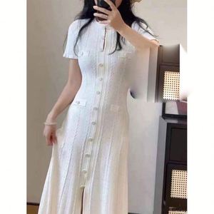 Extrafine--Wool <strong>Cashmere</strong> Blended Women Fashion Full-Button Collar-Neck MIDI <strong>Sweater</strong> <strong>Dress</strong> - Product Image 1