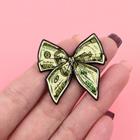 Broche en émail rétro vintage en forme de nœud, style dessin animé, en métal, thème dollar américain, bijoux fantaisie, cadeaux pour amis, épingles de revers, badges
