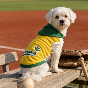 Pet Baseball Uniform Vest Summer Outdoor Sportswear For Dogs White And Green Color Scheme <b>Denim</b> <b>Material</b> Sublimation Print - Product Image 1