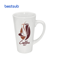 Mug à café en céramique à sublimation blanc chauffé de 17 oz, forme conique, impression BN3
