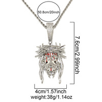 Collier pendentif grand homme en zircon cubique glacé Hip Hop plaqué or collier rappeur punk bijoux