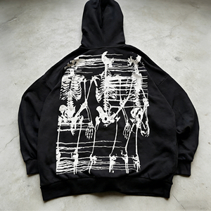 <span class=keywords><strong>Felpa</strong></span> da uomo con cappuccio con cappuccio <span class=keywords><strong>oversize</strong></span> grafica da Streetwear rosso con scheletro <span class=keywords><strong>oversize</strong></span> - Product Image 2