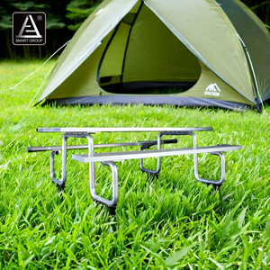Modern Restaurant Garden <b>Outdoor</b> Aluminum Camping Picnic <b>Table</b> <b>and</b> Chairs Heavy Duty Aluminum Dining <b>Table</b> With <b>Benches</b> AL-02 Di - Product Image 3