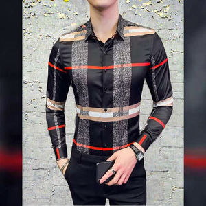 Chemise boutonnée décontractée pour homme, coupe ajustée, tricotée, écologique, séchage rapide, imprimé numérique vintage, respirante, streetwear de plage - Product Image 3