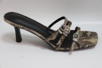 Sandales à talons élégantes et chics à bout carré marron à l'effigie d'un léopard, à brides, augmentant la taille, à enfiler, pour les soirées, les mariages et les occasions spéciales
