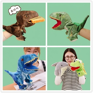 Marionnette dinosaure en peluche mignonne, <span class=keywords><strong>jeu</strong></span> parent-enfant, marionnette-gant Tyrannosaurus Rex pour Halloween, pour le plaisir et l'éducation - Product Image 2