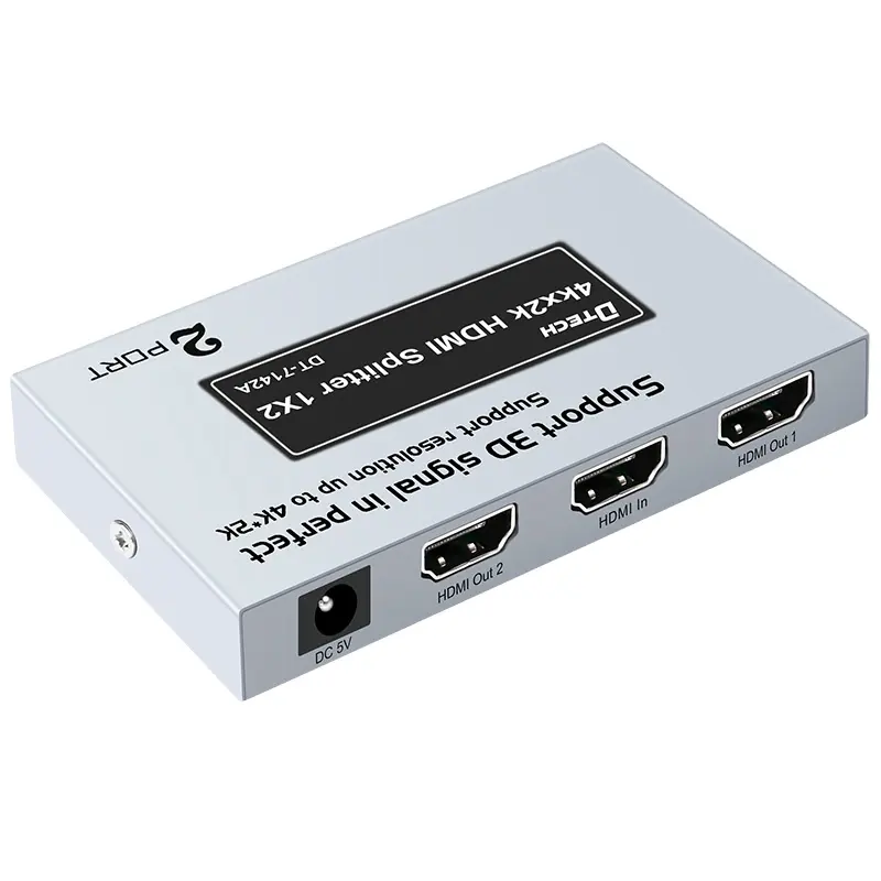 Diviseur DTECH HDMI 1 en 2 sortie OEM ODM 4K 1080p haute vitesse 1x2 diviseur HDMI autre Audio à la maison