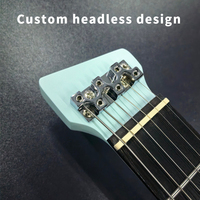 Gitar Elektrik Custom Headless 6 Senar Solid Body S-S-H Pickup Body Mahoni Neck Maple Pickguard