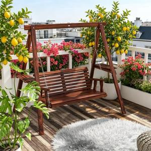 USA Warehouse 2026 Hot Sale Garden <b>Swing</b> Chair Anticorrosive Solid Wood <b>Frame</b> <b>Swing</b> Design With Pendulum Movement - Product Image 5