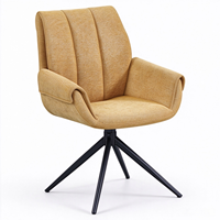 Fauteuil de salle à manger pivotant de luxe en tissu, avec dossier haut, support ergonomique incurvé et structure en acier robuste thermolaqué