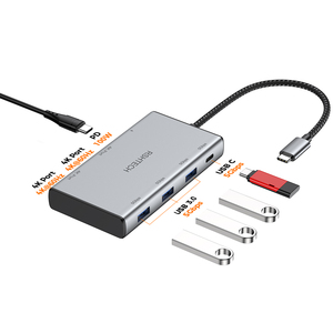 <span class=keywords><strong>RSHTECH</strong></span> Estación de Conexión 7 en 1 Tipo-C a USB con USB-A y USB-C, Transferencia de Datos de Alta Velocidad de 5 Gbps, PD 100 W, 4K60Hz para Computadora Portátil Mac - Product Image 1