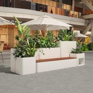 Ensemble de bancs de patio modernes en fer forgé pour extérieur avec jardinière, combinaison de sièges pour aménagement paysager de jardin, terrasse et <span class=keywords><strong>balcon</strong></span> - Product Image 1