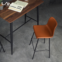 Chaise de comptoir de Bar en cuir marron, tabouret en métal, pour maison, moderne, minimaliste, décontracté, pour café
