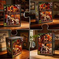 Kit de puzzle en bois 3D lumineux sur le thème des dinosaures, pour créer une mini-maison de livre DIY, avec 101 à 500 pièces, pour les 14 ans et plus, cadeau artisanal unisexe