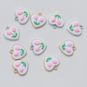Pendentif en forme de cœur, fleur de tulipe, alliage de zinc, goutte d'huile, pour la fabrication de boucles d'oreilles, accessoires de bijouterie GJ158 - Product Image 1