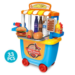 Venta al <span class=keywords><strong>por</strong></span> mayor de plástico juguetes para niños cocinar alimentos Pretender <span class=keywords><strong>jugar</strong></span> barbacoa carro barbacoa conjunto de juguete - Product Image 1
