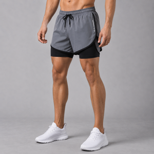 Pantalones Cortos Deportivos de Secado Rápido 2 en 1 para Entrenamiento, con Logotipo Personalizado, Transpirables, para Gimnasio, Correr, de Doble Capa, para Hombre - Product Image 1
