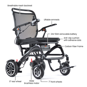 Silla de Ruedas Eléctrica Plegable CareMoving E103 de Lujo, con Motor sin Escobillas de 150W*2, Fibra de Carbono, Capacidad de Carga de 136kg, Certificación <span class=keywords><strong>CE</strong></span>, ¡Oferta! - Product Image 3