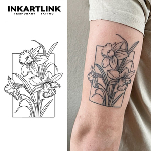 <span class=keywords><strong>Tatuaje</strong></span> Temporal Personalizado con Diseño de <span class=keywords><strong>Flor</strong></span> de Narciso, Resistente al Agua, de Larga Duración (15 Días), Arte Corporal Semipermanente para Brazo y <span class=keywords><strong>Hombro</strong></span>, para Mujeres - Product Image 1