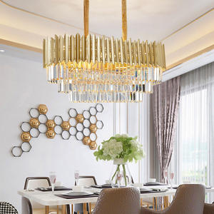 Living Room Decor Restaurant Round Led Gold Luxury K9 <b>Crystal</b> Modern Pendant Light <b>Chandeliers</b> - Product Image 5