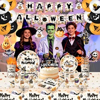 Ensemble de vaisselle en papier pour Halloween, assiettes, gobelets, serviettes et décorations jetables pour fête
