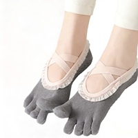 Chaussettes de sport respirantes, douces, antidérapantes, à cinq doigts, pour le yoga et le pilates, pour femmes