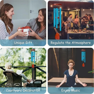 Carillons éoliens de jardin en aluminium bleu de 37 pouces, cadeaux pour festivals de musique classique, décorations d'extérieur et d'intérieur - Product Image 6