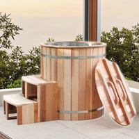 Baignoire ronde autoportante en cèdre pour bain de glace avec contrôleur de température Balboa pour usage extérieur, hôtel, villa, salle de sport