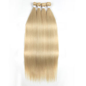 Estensione sintetica ad alta densità di seta di colore 613 capelli di trama ad alta fibra capelli biondo Bundle Extension capelli sintetici - Product Image 1
