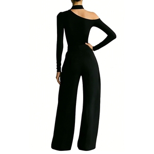 Conjunto de 2 Piezas para <span class=keywords><strong>Mujer</strong></span>: Top Asimétrico de Un Hombro con Cuello Choker y Pantalones Anchos con Detalle de Cremallera, Moda Sehe - Product Image 5