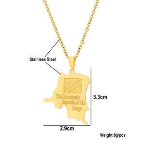 Cadena <span class=keywords><strong>de</strong></span> acero inoxidable chapada en oro <span class=keywords><strong>de</strong></span> 18K para hombre, collar con colgante con diseño <span class=keywords><strong>de</strong></span> <span class=keywords><strong>mapa</strong></span> <span class=keywords><strong>de</strong></span> <span class=keywords><strong>la</strong></span> <span class=keywords><strong>República</strong></span> Checa - Product Image 2