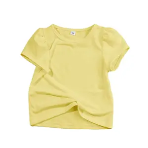 Wholesale Sublimation Colorful Toddler Girls' Puff Sleeves T-shirt For DIY Printing