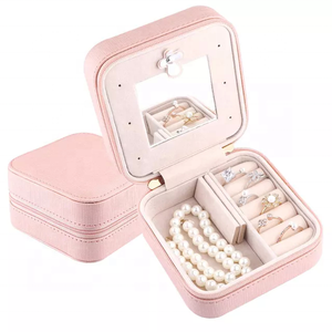 Jewelry gift boxes Small leather Travel Portable Travel Mini Storage Organizer packaging pouch and box for jewelry