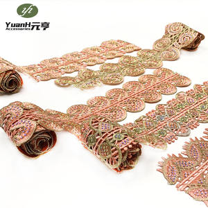 Garniture de Dentelle Guipure Étroite Brodée en Gros 100% Polyester avec Strass <span class=keywords><strong>DMC</strong></span> Hydrosoluble - Product Image 5