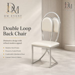 Chaise de réception de mariage en acier inoxydable argenté à double arche avec coussin blanc pour salles de banquet – Vente en gros de sièges - Product Image 2