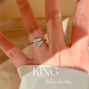Anillo Hanami de Plata de Ley S925 con Forma de Flor y Engaste Pavé, Joyería Unisex para Regalo - Product Image 5