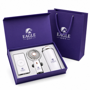 Juego de regalo promocional personalizado con taza con indicador de temperatura, ventilador plegable y batería externa para regalos de jubilación y vacaciones. - Product Image 1