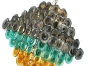 Lustre en verre à étages fait main de luxe, luminaire suspendu artistique pour salle à manger et projets commerciaux