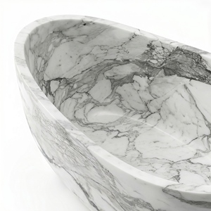 อ่างอาบน้ำรูปวงรีสั่งทำพิเศษสุดหรูหราทันสมัย วัสดุ Arabescato Corchia แบบตั้งพื้น สำหรับแช่ตัวในห้องน้ำ วิลล่า โรงแรม และบ้าน - Product Image 5