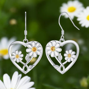 Orecchini Pendenti a Forma di Cuore Tekkei, Placcati in Argento, Regalo Romantico per Donne, Gioielli in Lega Color Oro Bianco, Orecchini Pendenti alla Moda - Product Image 3