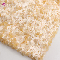 Tissu en dentelle de tulle tissé écologique 100% polyester avec sequins et perles, dentelle africaine pour robes de mariée, de soirée et sacs, usine chinoise