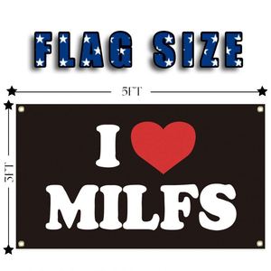 Drapeau « I Love Milfs » 3x5 pieds avec œillets en laiton aux couleurs vives, bannière extérieure en polyester 100D pour décoration - Product Image 5