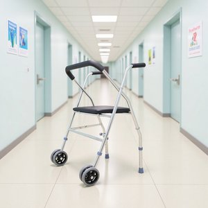 Four Wheel Lightweight <b>Walker</b> With Brakes And Seat For <b>Elderly</b> Outdoor Use - Product Image 2