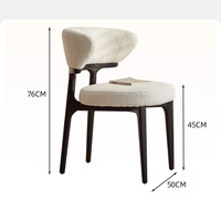 Chaise de salle à manger en bois massif recouverte de tissu en velours blanc nordique, ensemble de table à manger moderne de petite taille avec 4 chaises, meubles de salle à manger
