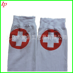 Calcetines hasta la rodilla LPCS072, blancos con cruz roja, disfraz de enfermera, pantimedias transpirables para mujer - Product Image 3