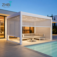Pergola intelligente en aluminium bioclimatique avec toit à lames motorisées, éclairage LED, écran latéral rétractable, pour balcon extérieur, gazebo, bord de piscine