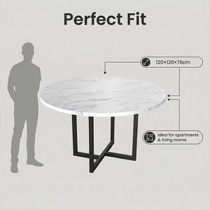 Tavolino da Caffè Nordico dal Design Moderno e Semplice per Piccoli Appartamenti, Tavolino da Tè con Combinazione di Colori Marmorizzati, Tavolino da Caffè in Metallo Resistente - Product Image 3