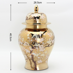 Sang Trọng Handpainted Gốm Flower <span class=keywords><strong>Jar</strong></span> Trang Trí Nội Thất Tùy Chỉnh Vàng Hoa Lưu Trữ Bình Bộ - Product Image 5